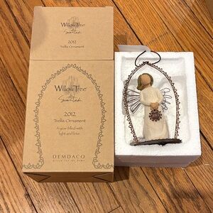 Willow Tree Trellis Ornament with Cream and Brown Accents